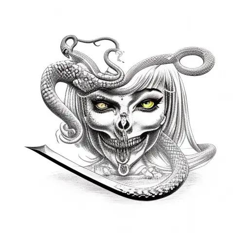 Ilustitia With A Snake Around Her Sword