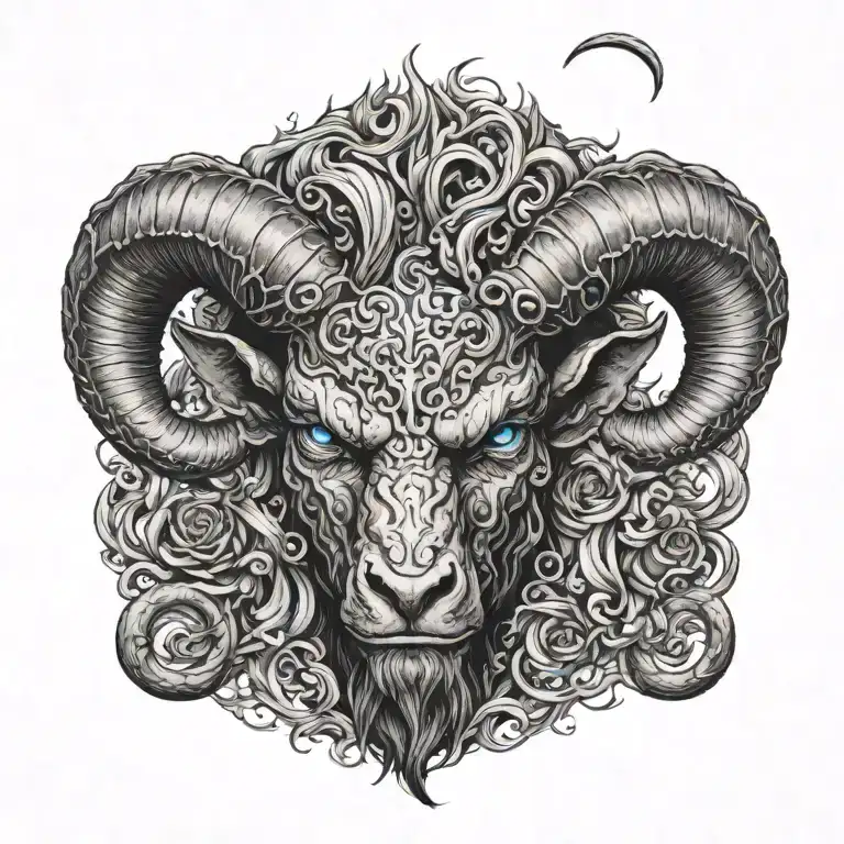 Vengeful Demon Aries With Blue Smoking Eyes