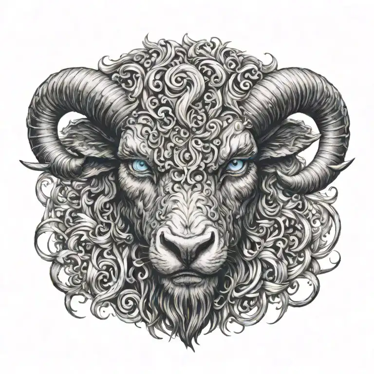 Vengeful Demon Aries With Blue Smoking Eyes