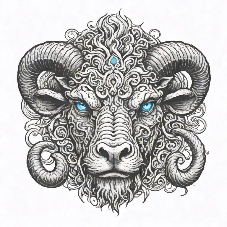 Vengeful Demon Aries With Blue Smoking Eyes