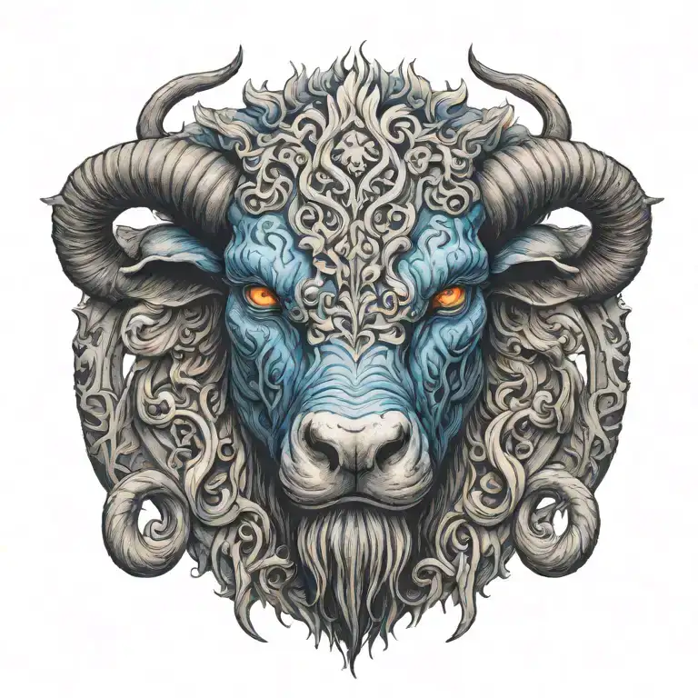 Vengeful Demon Aries With Blue Smoking Eyes