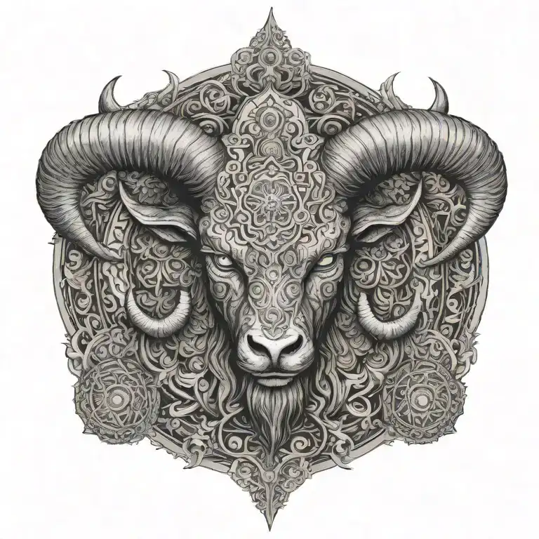 Demon Aries Full Back Design With Mandala Around It