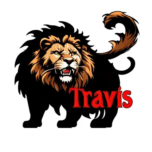 Travis Name With A Scary Lion Design