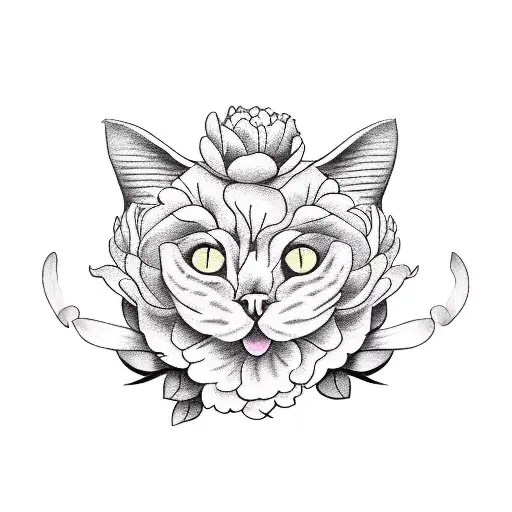 Cat With Peony