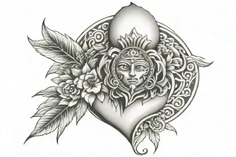 Center Piece Sacred Heart With Mayan Design Surrounding