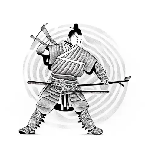 A Samurai Warrior Shredding A Guitar On A Stage