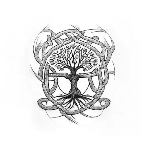 Tree Of Life Shoulder Tattoo With Celtic Knots