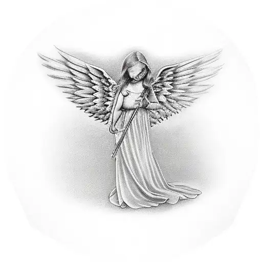 Violin With Angel Wings And Butterflys