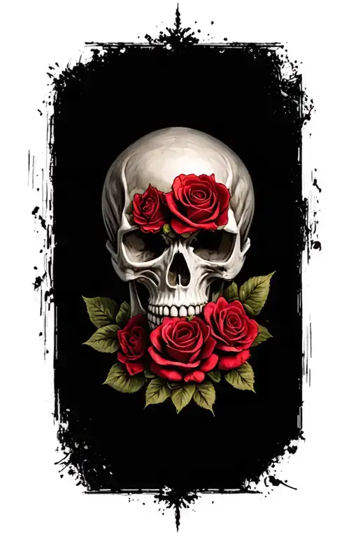 Skull And Roses Intertwined