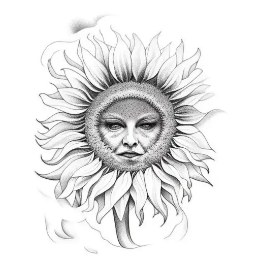 Sunflower And Sun Face