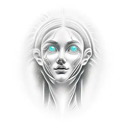 Female Statue Head With Wavy Warped Eyes