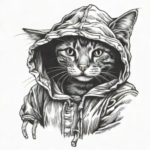 Cat In A Hoodie Sitting Proud