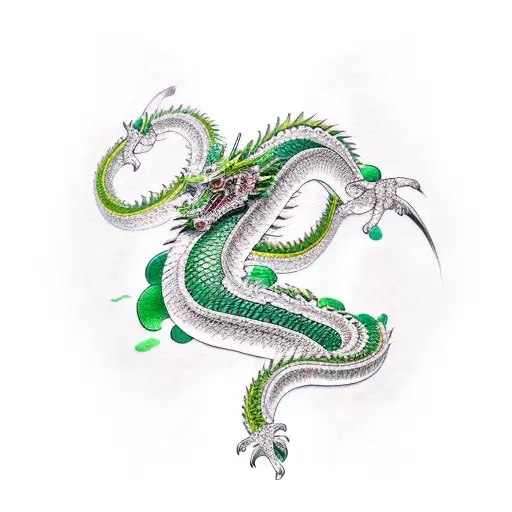 Japanese Dragon Sleeve Green Color