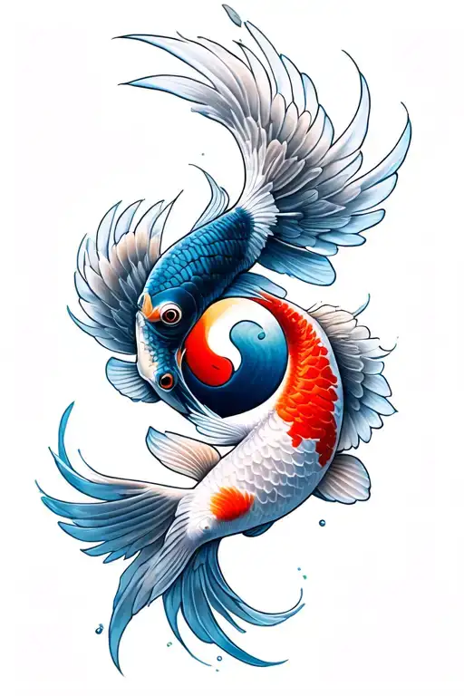 Angel Koi Fish Yin Yang