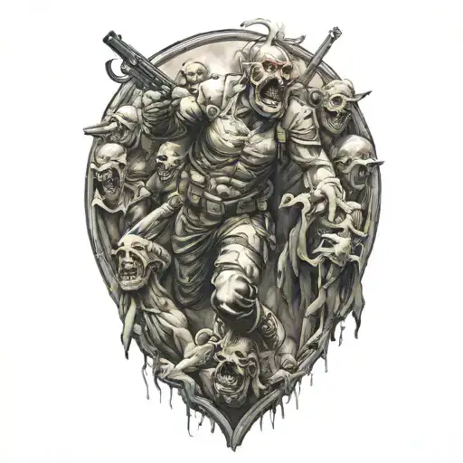 Zombie Marine Soilders Fighting Demons