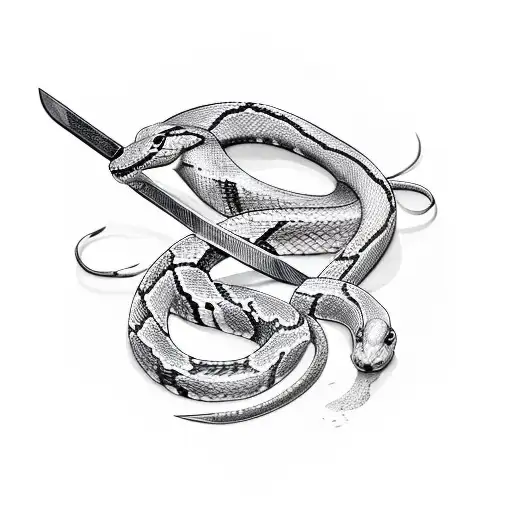 Snake Wrapping Around A Bloody Sword