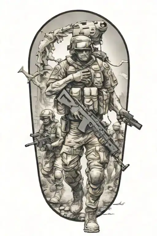 Full Body Half Zoombie Marine Soilders Headed To Battlefield