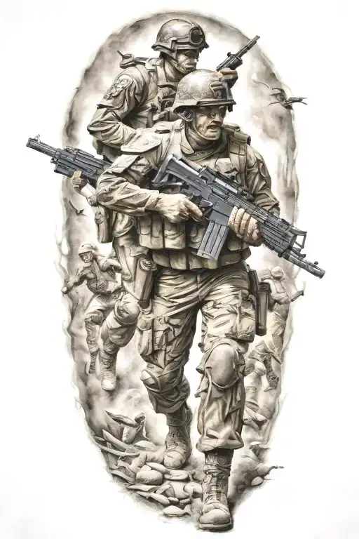 Living Dead Marines Corps Soilders Battle Scene