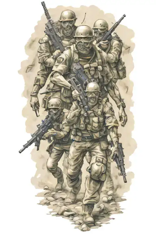 Zombie Marines Corps Soilders Battle Scene