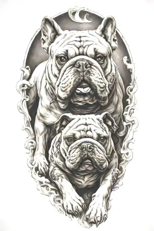 Marine Corps Bull Dog Surrounded By Demons