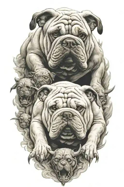Marine Corps Bull Dog Surrounded By Demons