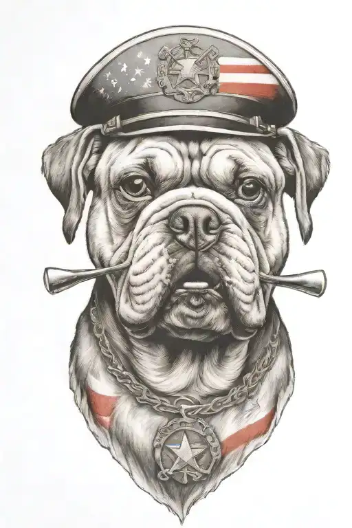 The Devil Dogs Marine Corps Mascot English Bull Dog American Flag