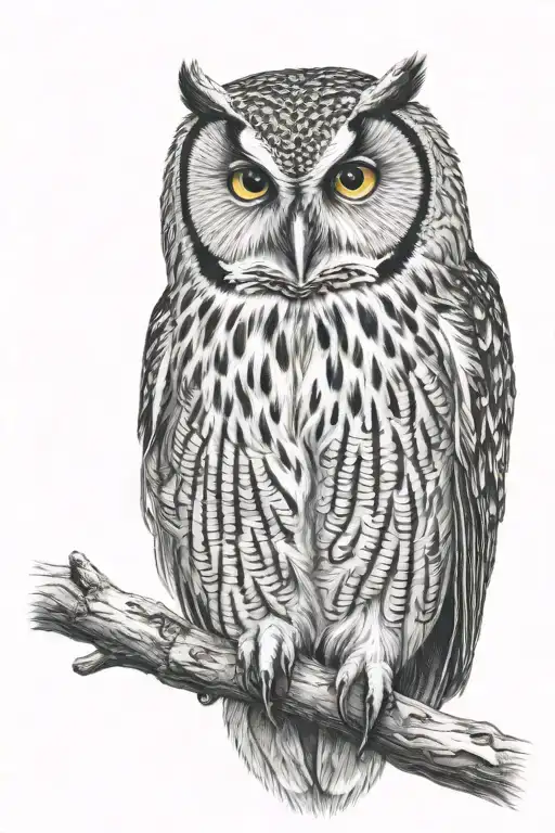 Owl Sitting Facing Forward