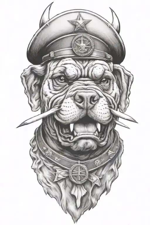 The Devil Dogs Marine Corps Mascot English Bull Dog American Flag With Marine Corps Emblem