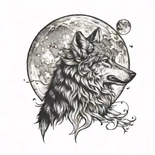 Feminine Wolf Howling At The Moon