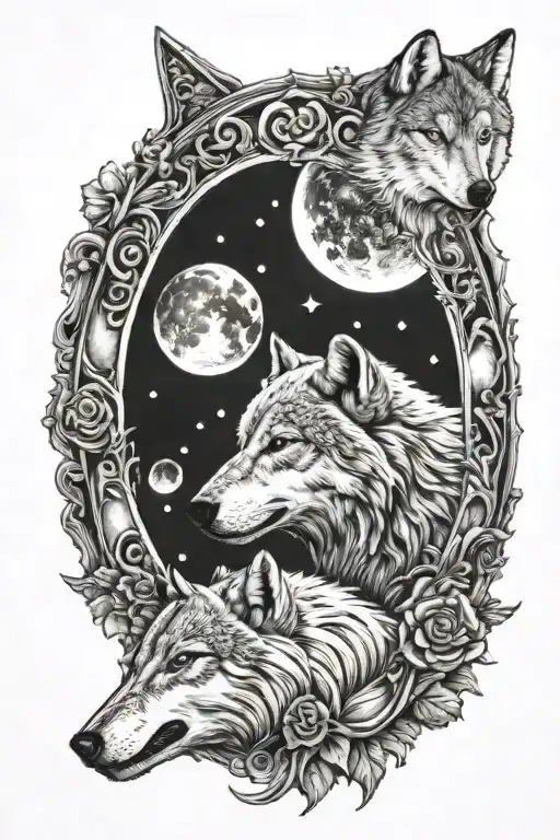 White Wolf And Gibbous Moon Phase