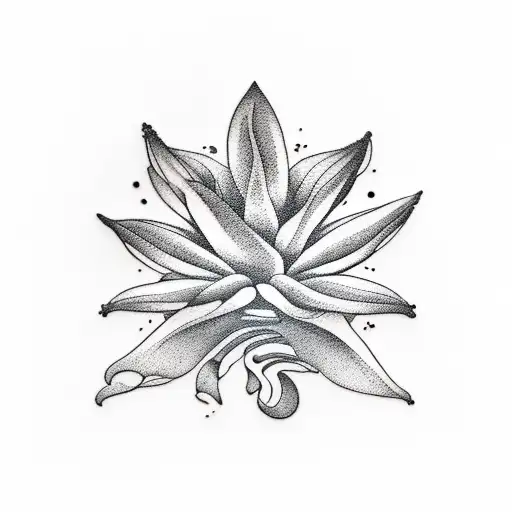 A Minimalist Tattoo Of A Tropical Plant Surrounded By Waves