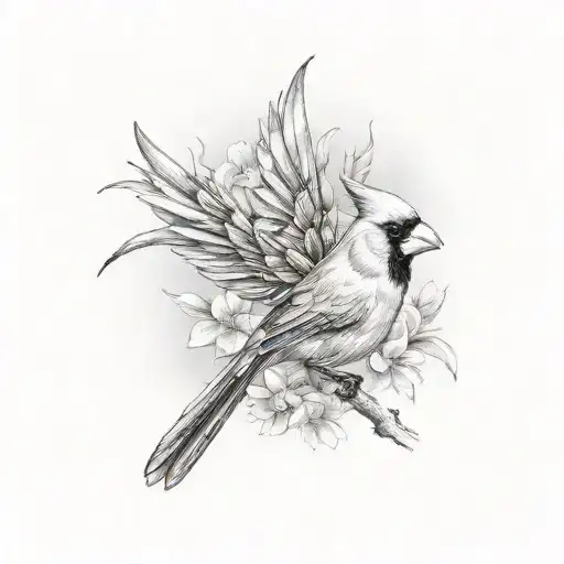 Cardinal Carrying A Bird Of Paradise Flower In Its Beak