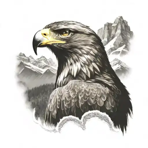 Golden Eagle And Mountains