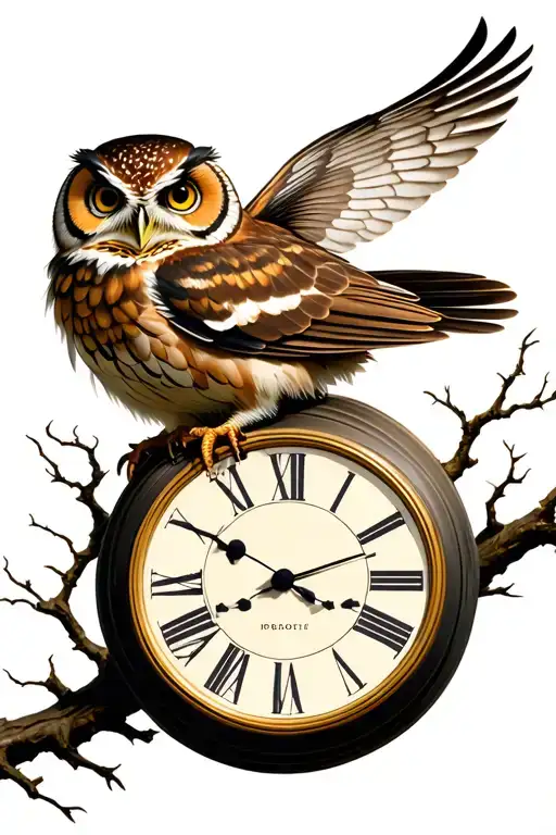 Fly By Night Owl Perched On Clock Face