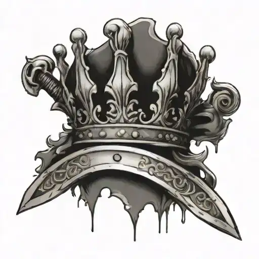 Sword With King Crown Looking Straight Line