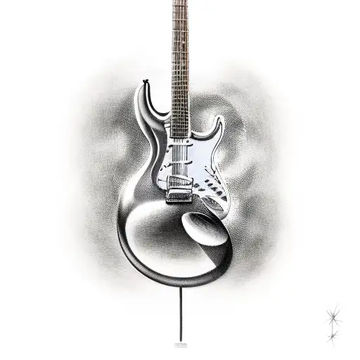 A Realistic Portrait Of An Engineer Playing An Electric Guitar