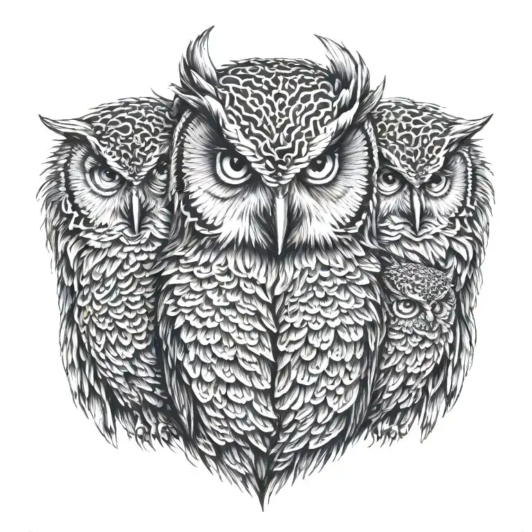 Owls With Blue Eyes Looking