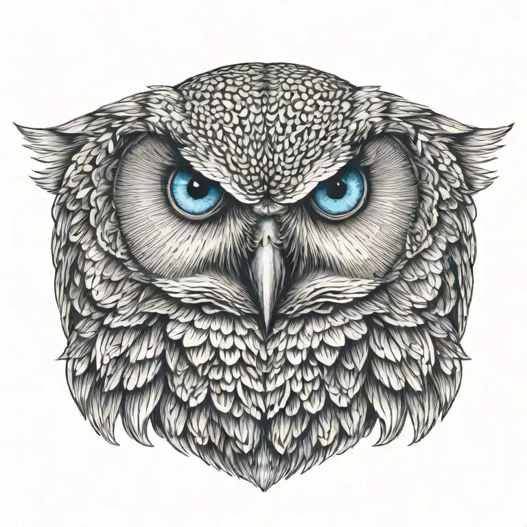 Snow Owl Sitting With Blue Eyes