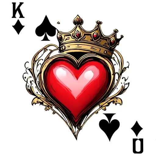 Playing Card Heart With M In The Middle Crown On Top