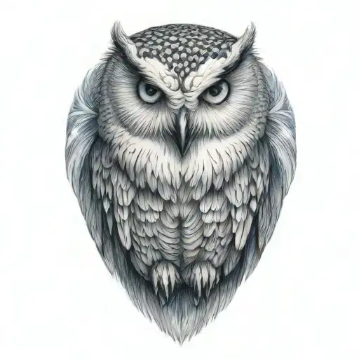 Snow Owl Sitting With Blue Eyes