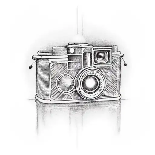 A Vintage Camera Surrounded By Abstract Musical Waves