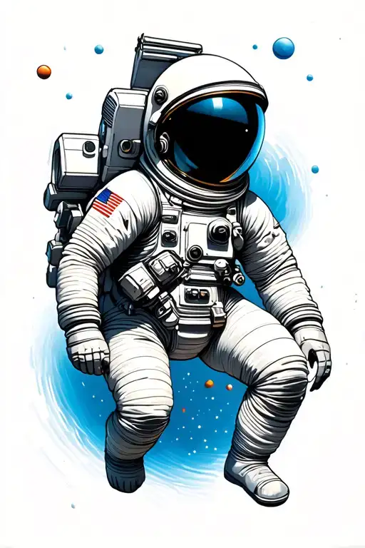 Astronaut Floating In Space Surrounded