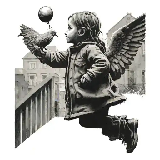 The Little Girl With The Balloon By Banksy But The Balloon Is A Dove