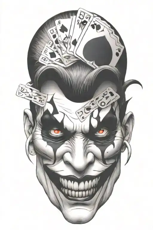 Demonic Joker With Playing Cards
