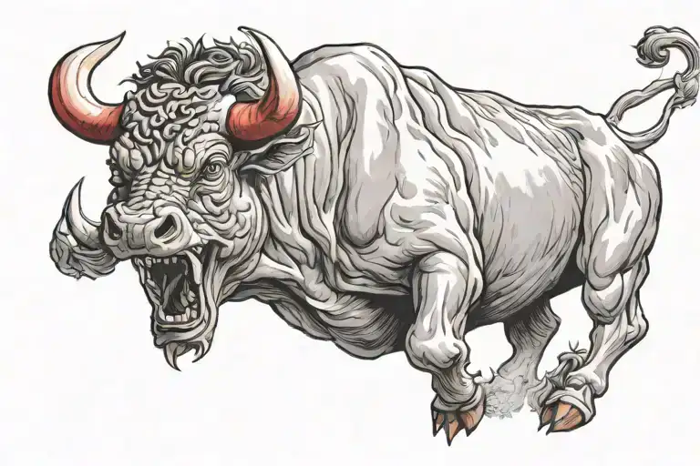 Mean Realistic Bull Red Eyes Charging Forward