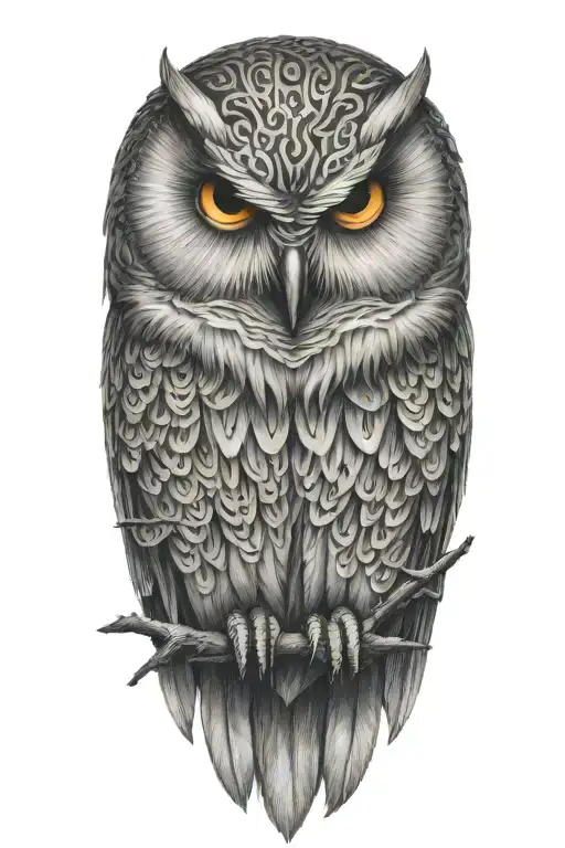 Demonic Snow Owl Holding Four Esses