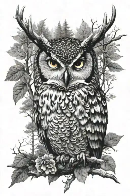 Deer Owl Forest Background