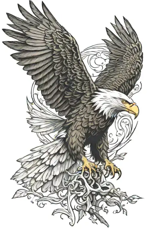 Flying Bald Eagle With The Concept Of Resilience Growth Strength