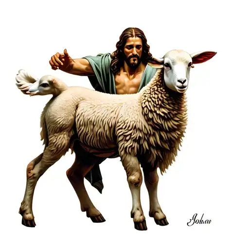 Jesus Christ Saving A Lamb