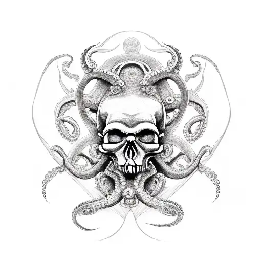 Combination Of Skull And Octopus